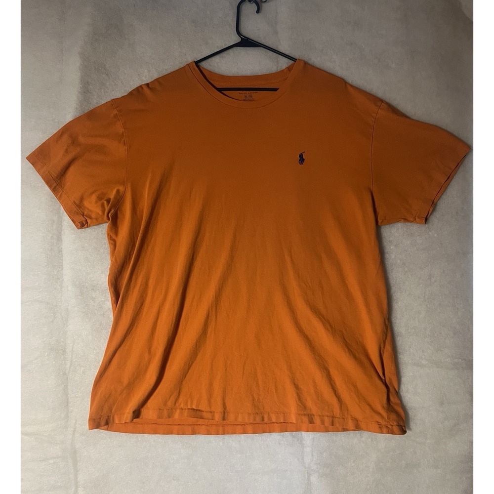 Polo Ralph Lauren Short Sleeve Shirt Size XL Orange 100% Cotton Crew Neck